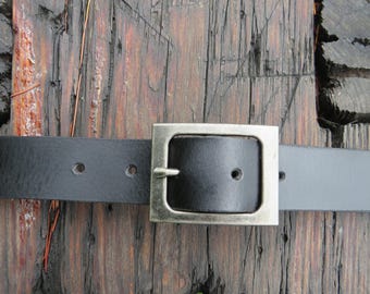 Discounted 30 inch waist Black Water Buffalo leather belt, Rustic leather belt ,Full Grain leather, size 33 belt 1 1/4" wide leather belt