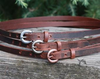 1/2&quot; wide leather belt narrow leather belt  Made in USA  leather belt, narrow leather belt, skinny leather belt, custom belt
