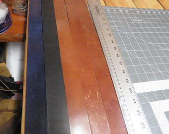 5 Leather straps, 25-72 inches long Buck Brown & Navy Blue Wickett and Craig harness leather wide 9-10oz