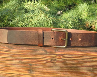1 1/2" Custom Handcrafted leather belt, full grain leather belt,Made in USA, Unisex leather belt, Water Buffalo leather belt Made in the USA