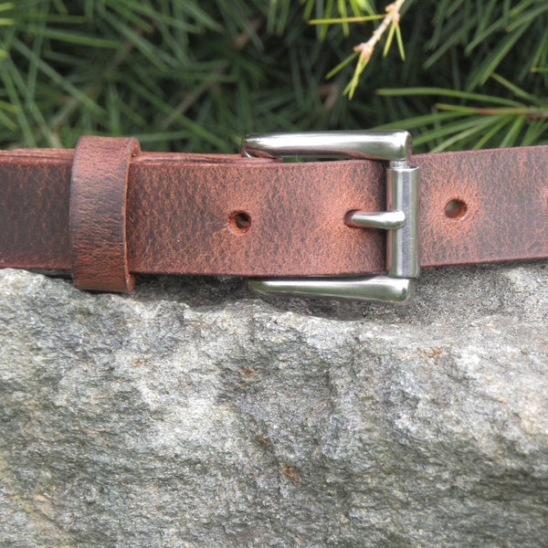 1" Custom Handcrafted leather belt, full grain leather belt,Made in USA, Unisex leather belt,leather belt,vintage look hand set copper rivet