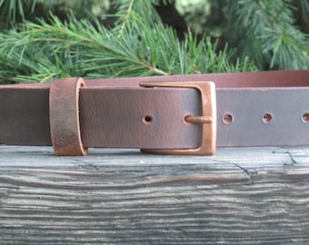 1 1/2" Water Buffalo leather belt Custom Handcrafted leather belt, full grain leather belt,Made in USA, Unisex leather belt, , vintage look