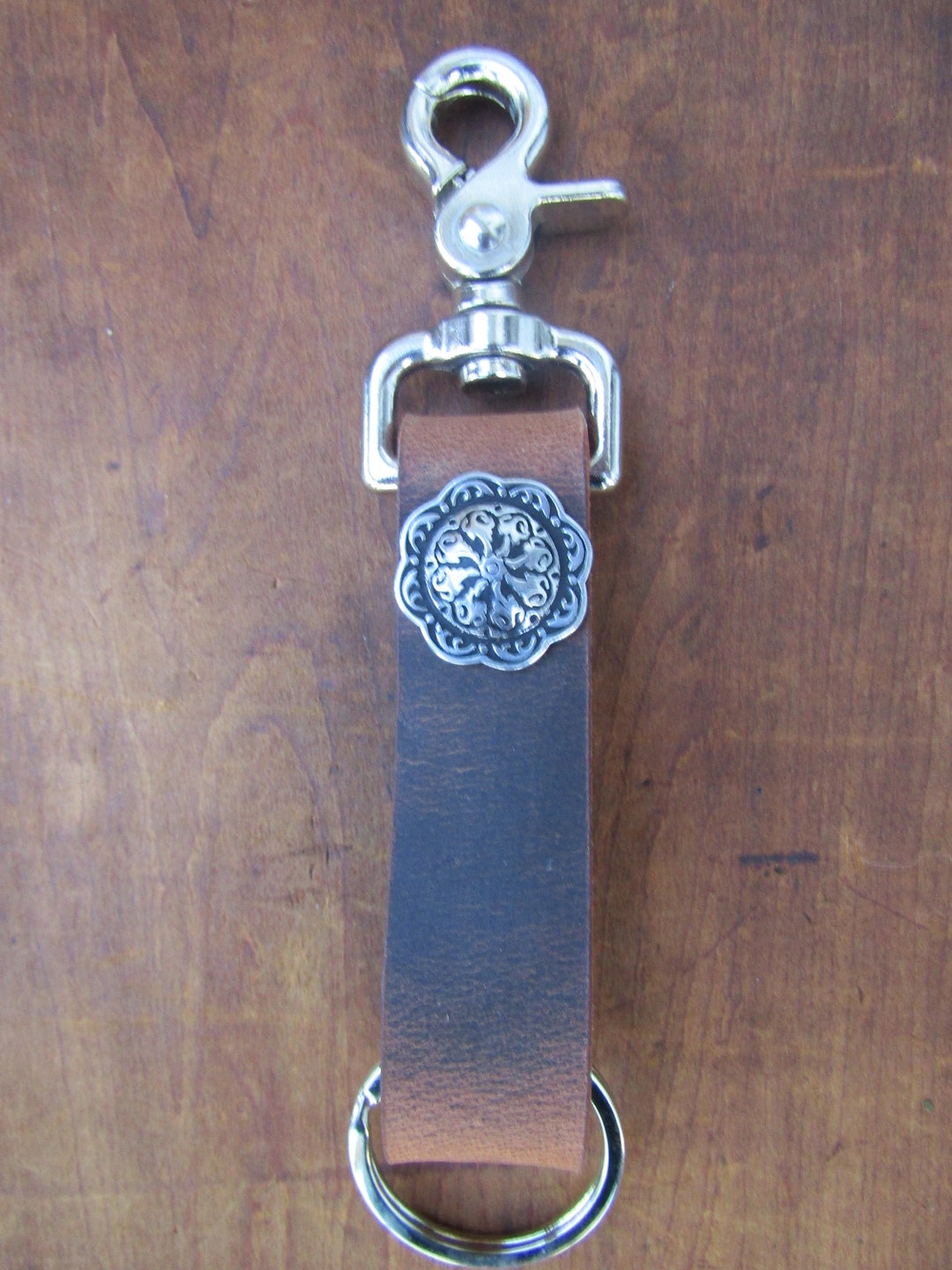 Handmade Crazy Horse Brown Buffalo Leather Keychain With Jeremiah Watt ...