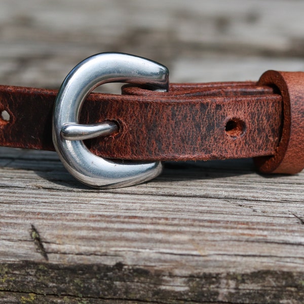1/2" wide leather belt narrow leather belt  Made in USA  leather belt, narrow leather belt, skinny leather belt, custom belt