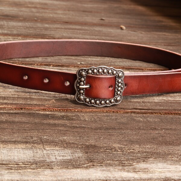 Crystal Mirror FDT Artisan Handmade Brown Leather Dog (Collar) - 1 1/2 Inch (40