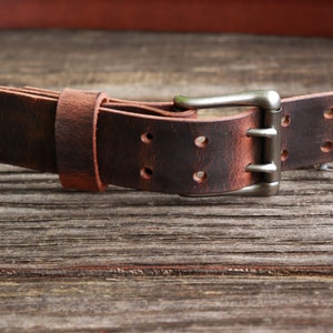 1 1/2" Custom Handcrafted leather belt,full grain leather belt, Unisex leather belt, Water Buffalo leather belt,  two prong buckle