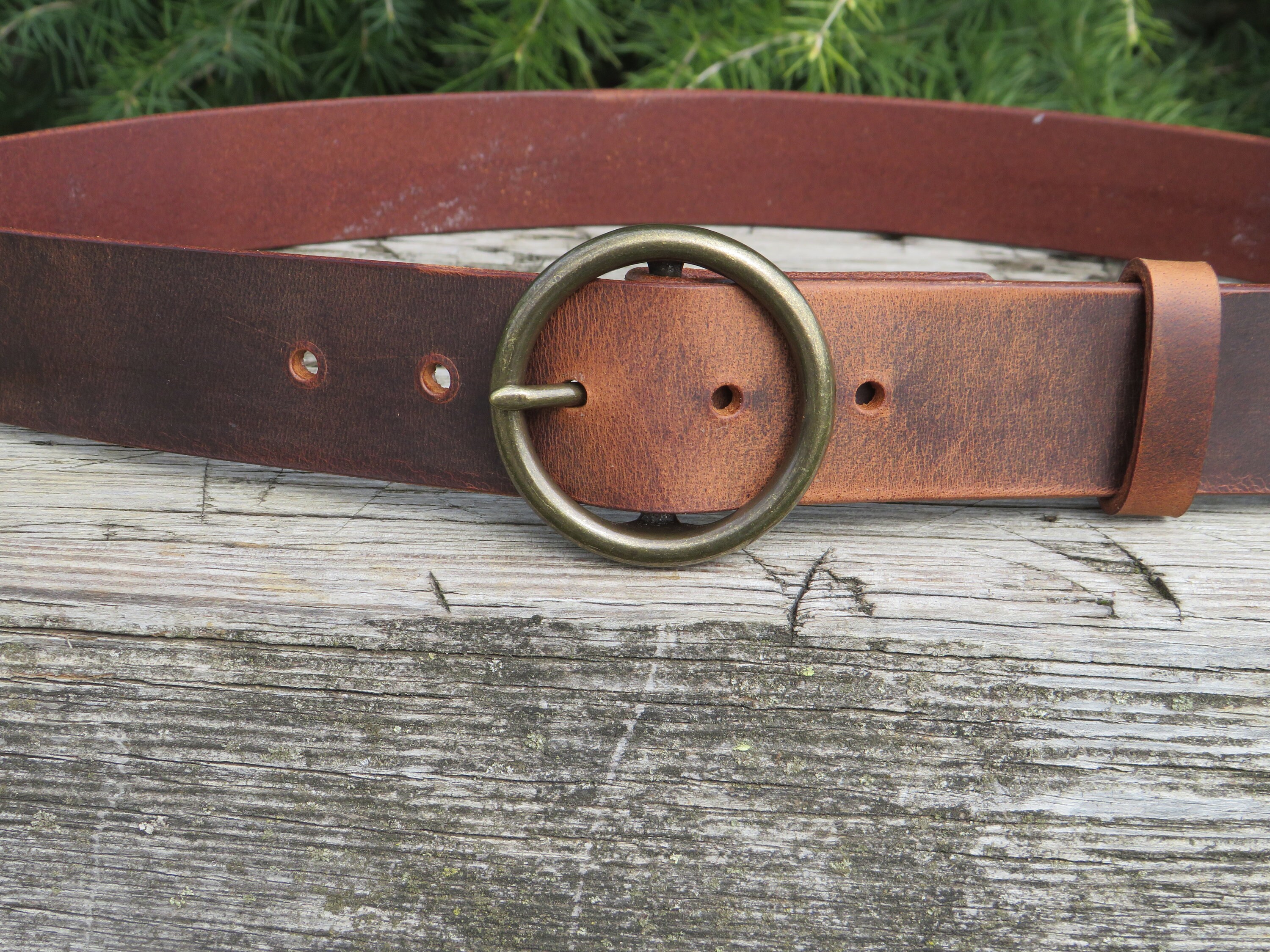 Custom Leather Ring Belt - Wide Circle Buckle, Made in USA  display picture 3