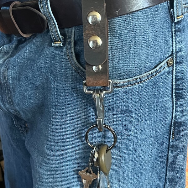 Handmade leather accessory, utility belt, knife holder, tool holder, Full grain leather, keyholder, belt loop key chain,belt keeper, dangler