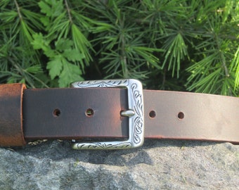1 1/2" Custom Handcrafted leather belt, full grain leather belt,Made in USA, Unisex leather belt, Water Buffalo leather belt, vintage look