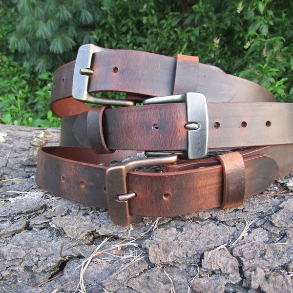 1 1/2" Custom Handcrafted leather belt, full grain leather belt,Made in USA, Unisex leather belt, Water Buffalo leather belt, vintage look