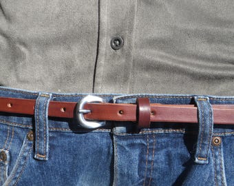 Full Grain Leather narrow belt, Made in USA , 1/2"  wide belt, leather belt, narrow leather belt, skinny leather belt, custom belt