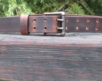 Ships Today 30 inch waist Crazy Horse Water Buffalo leather, Rustic leather belt size 32