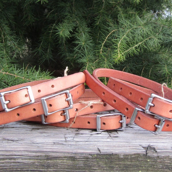 Custom size Pair of Hermann Oak harness leather straps, leather utility straps, leather blanket straps, bedroll straps, camping straps