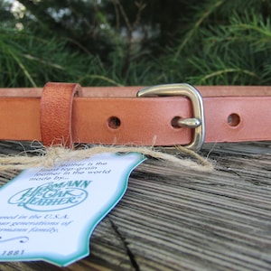 3/4&quot; wide leather belt / Hermann Oak Harness Leather narrow casual belt/ Made in USA with US hides/ Skinny leather belt