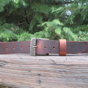 1 1/2" Custom Handcrafted leather belt, full grain leather belt,Made in USA, Unisex leather belt, Water Buffalo leather belt, vintage look image 14