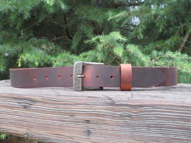 1 1/2" Custom Handcrafted leather belt, full grain leather belt,Made in USA, Unisex leather belt, Water Buffalo leather belt, vintage look image 14