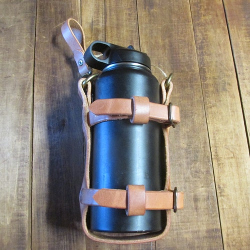 Hermann Oak Leather Water Bottle Carrier Bottle Harness With Etsy
