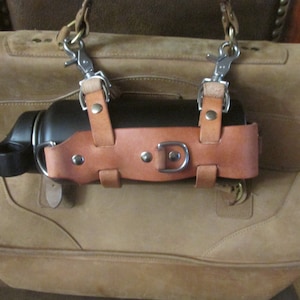 Water Buffalo Leather water bottle carrier bottle hand made adjustable