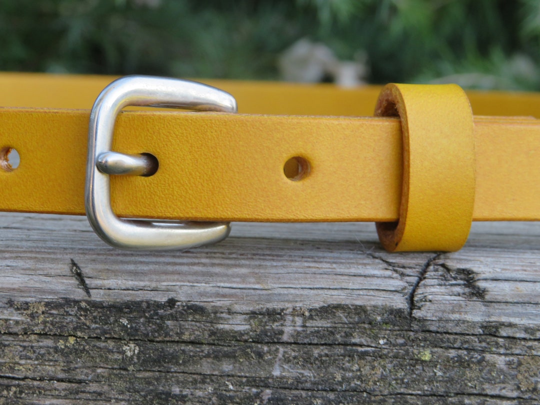 Discounted 42 Inch Waist Yellow Bridle Leather Belt, Full Grain Leather Belt, Made in US With US