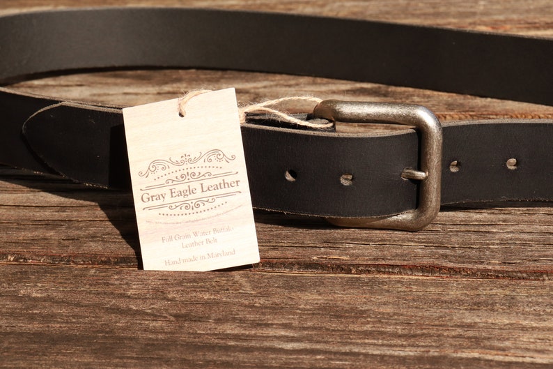 Black Water Buffalo Leather Belt Made in Usacustom Belt Etsy