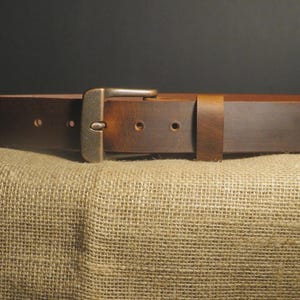 1 1/2" Custom Handcrafted leather belt, full grain leather belt,Made in USA, Unisex leather belt, Water Buffalo leather belt, vintage look image 2