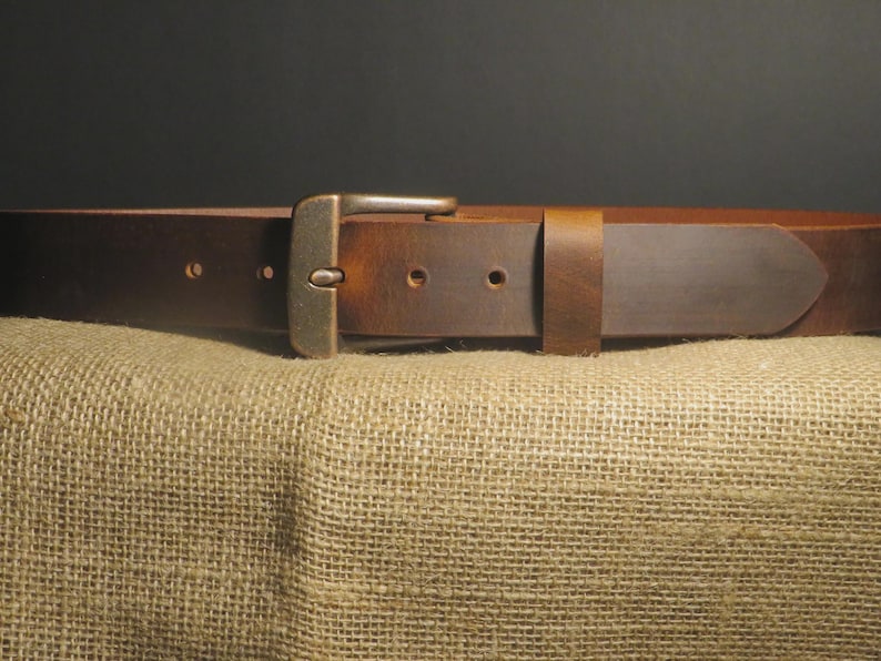 1 1/2" Custom Handcrafted leather belt, full grain leather belt,Made in USA, Unisex leather belt, Water Buffalo leather belt, vintage look image 2