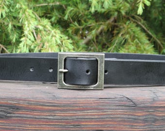 Discounted 30 inch waist Black Water Buffalo leather belt, Rustic leather belt ,Full Grain leather, size 33 belt 1 1/4" wide leather belt