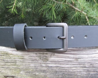 1 1/2" wide Black full grain leather belt Made in USA-Custom Handmade, Casual Belt,  mens leather belt, womans leather belt,