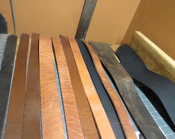 Full Grain Veg Tanned Leather Scraps, Water Buffalo & Bridle Straps for Crafts 12-70 long