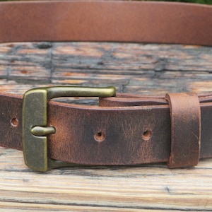 Mens Casual Vintage look Custom Handmade Belt Crazy Horse Water Buffalo Made in USA 1 1/4&quot; wide