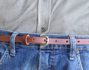 Full Grain Leather Belt, 1/2" Wide, Hermann Oak Latigo, Made in USA