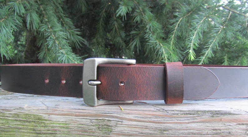 1 1/2" Custom Handcrafted leather belt, full grain leather belt,Made in USA, Unisex leather belt, Water Buffalo leather belt, vintage look image 9