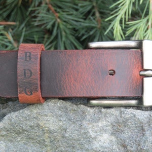 1 1/2" Custom Handcrafted leather belt, full grain leather belt,Made in USA, Unisex leather belt, Water Buffalo leather belt, vintage look image 5