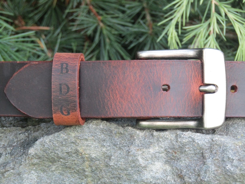 1 1/2" Custom Handcrafted leather belt, full grain leather belt,Made in USA, Unisex leather belt, Water Buffalo leather belt, vintage look image 5