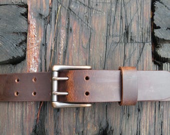 Ships Today 26 inch waist Crazy Horse Water Buffalo leather, Rustic leather belt size 28