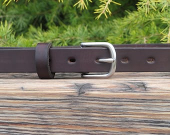1 inch wide Dark brown Bridle Leather belt,   Made with US hides,  Custom made belt, handmade belt, mens leather belt, womens leather belt