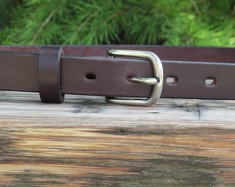 Discounted 34 inch waist dark brown bridle Leather belt, thick leather belt,  Made in US with US hides 36 belt, 1" wide leather belt