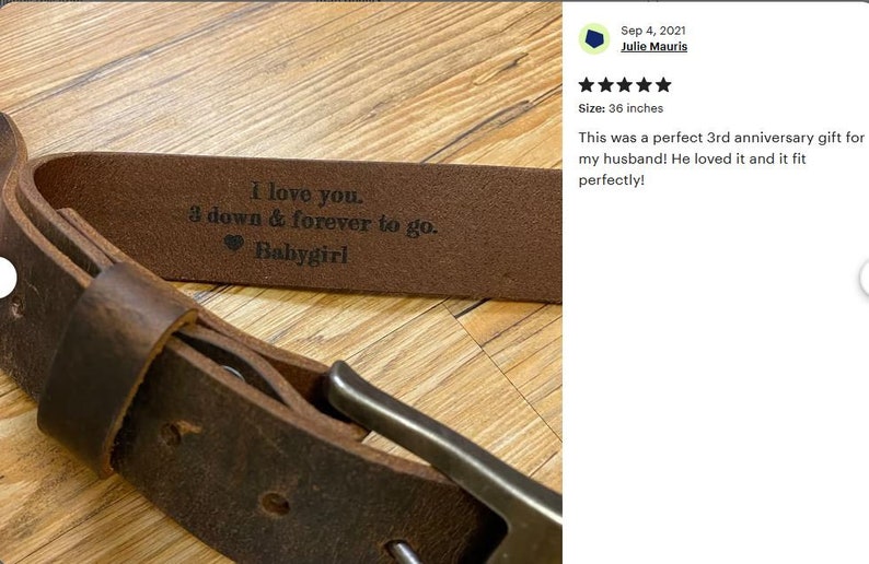 1 1/2" Custom Handcrafted leather belt, full grain leather belt,Made in USA, Unisex leather belt, Water Buffalo leather belt, vintage look image 3