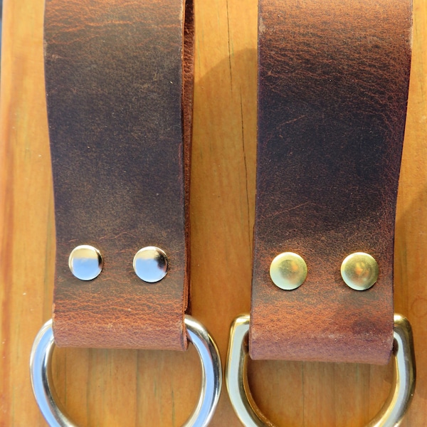 Water Buffalo  leather Knife hanger, strap holder, with stainless steel D ring, utility belt