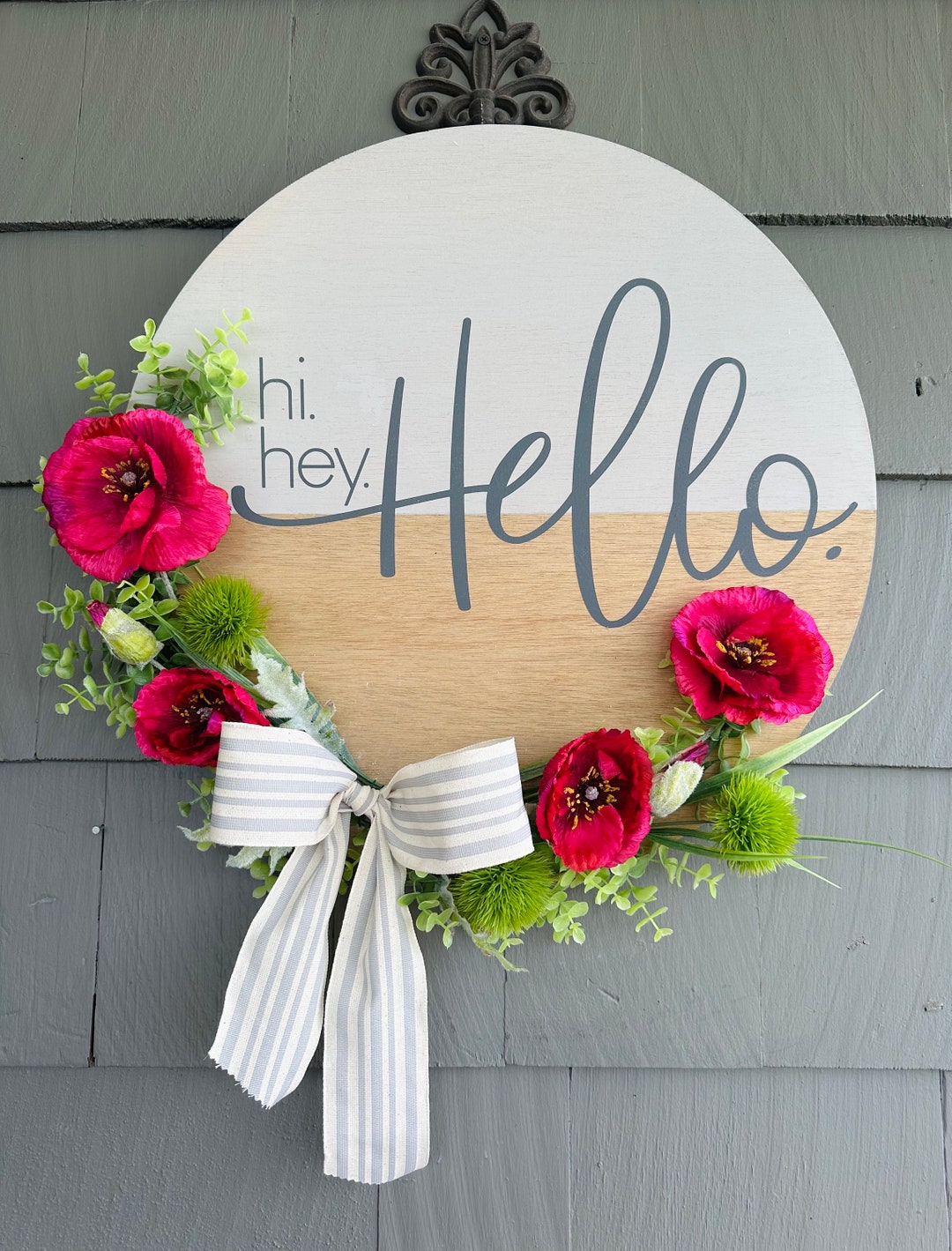 Hi, Hey, Hello Wooden Door Hanger - Etsy