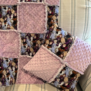 Handmade Disney’s Frozen Baby Rag Quilt and Frozen Pillow Cover
