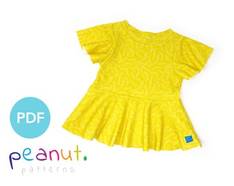 Peplum Top Sewing Pattern • PDF Sewing Pattern • Baby, Kid, Toddler, Infant, Child • Peanut Patterns #77 Addie Peplum Top