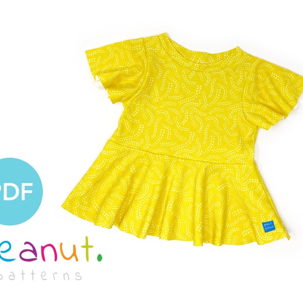 Peplum Top Sewing Pattern • PDF Sewing Pattern • Baby, Kid, Toddler, Infant, Child • Peanut Patterns #77 Addie Peplum Top