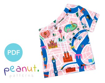 Naaipatroon met één schouder, top met korte mouwen • PDF-naaipatroon • Baby, kind, peuter, baby, kind • Pindapatronen Gianna #90