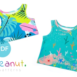 Knit Binding Cropped Tank Top Sewing Pattern • PDF Sewing Pattern • Baby, Kid, Toddler, Infant, Child • Peanut Patterns Skylar #78