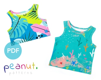Knit Binding Cropped Tank Top Sewing Pattern • PDF Sewing Pattern • Baby, Kid, Toddler, Infant, Child • Peanut Patterns Skylar #78