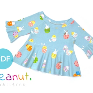Bell Sleeve Peplum Top Sewing Pattern • PDF Sewing Pattern • Baby, Kid, Toddler, Infant, Child • Peanut Patterns Tula #99