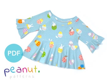 Peplum Top Sewing Pattern • PDF Sewing Pattern • Baby, Kid, Toddler, Infant, Child • Peanut Patterns #99 Tula Peplum Top