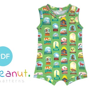 Tank Top Shorts Romper Sewing Pattern • PDF Sewing Pattern • Baby, Kid, Toddler, Infant, Child • Peanut Patterns Arden #112