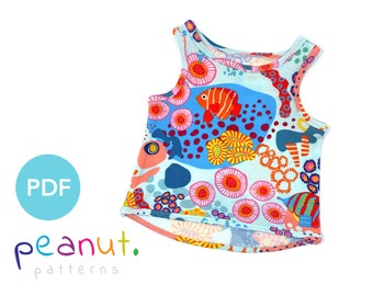 Knit Binding Tank Top Sewing Pattern • PDF Sewing Pattern • Baby, Kid, Toddler, Infant, Child • Peanut Patterns Paula #47